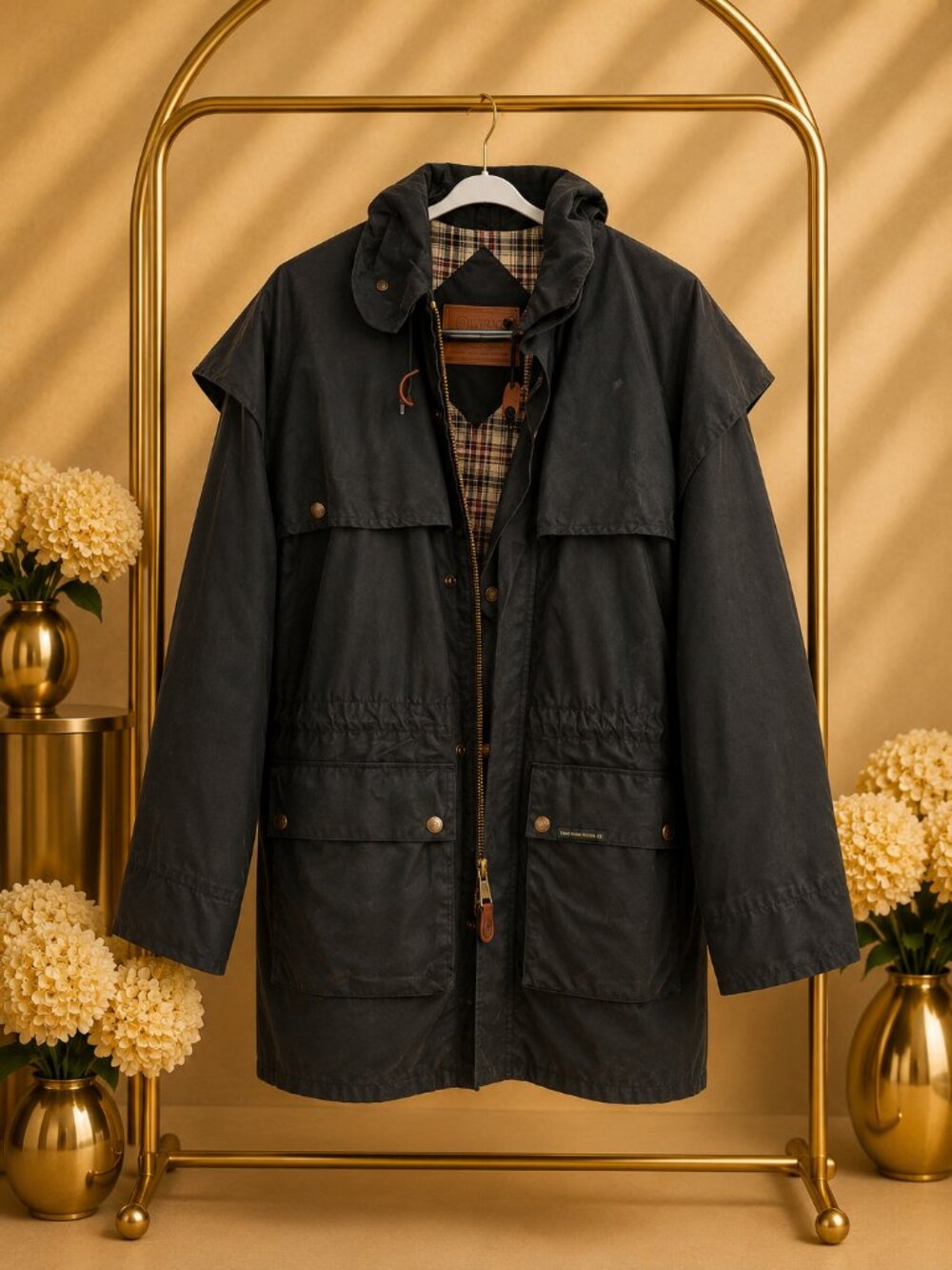 Vintage Outback Trading 2120 Charcoal Oilskin Waxed Cotton Riding Cowboy Coat